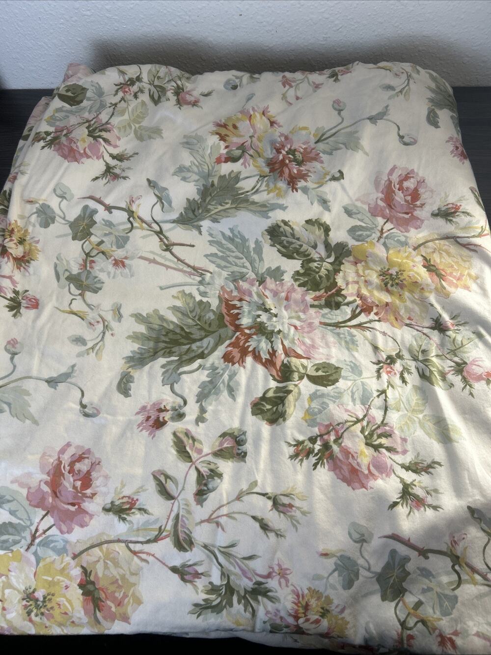 Ralph Lauren King Duvet Cover Floral Roses 100% Cotton Italy USA Vintage 1990s